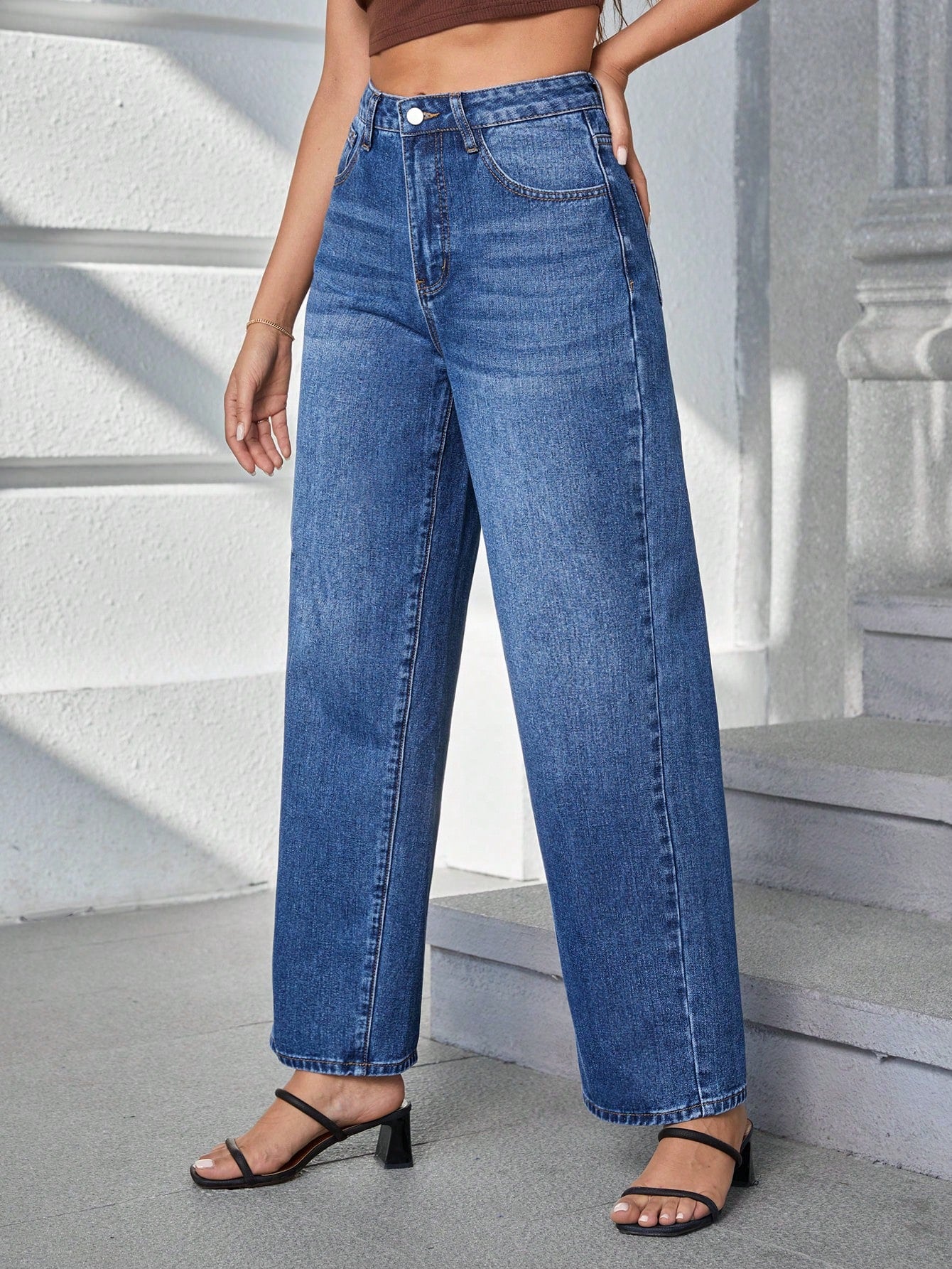 MEELANA Women's Whisker Wide Leg Jeans