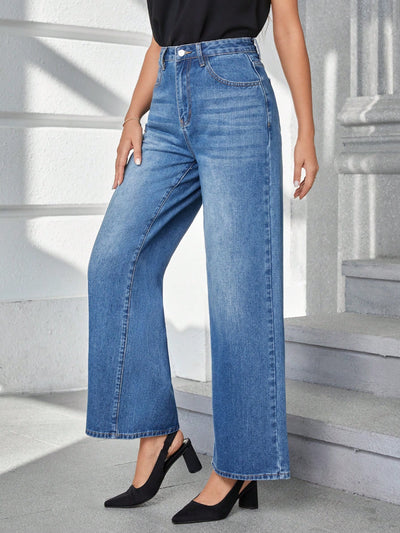 MEELANA Women's Whisker Wide Leg Jeans