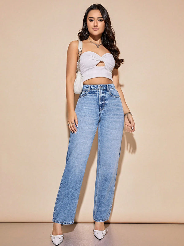 MEELANA Women's Whisker Wide Leg Jeans