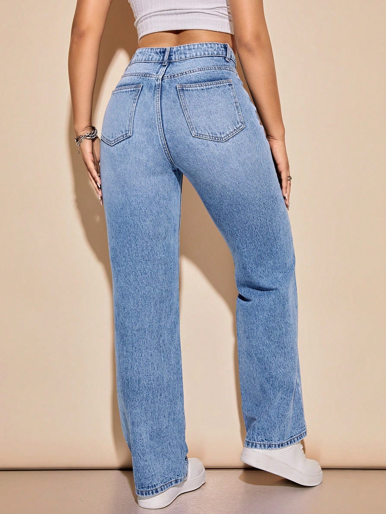 MEELANA Women's Whisker Wide Leg Jeans