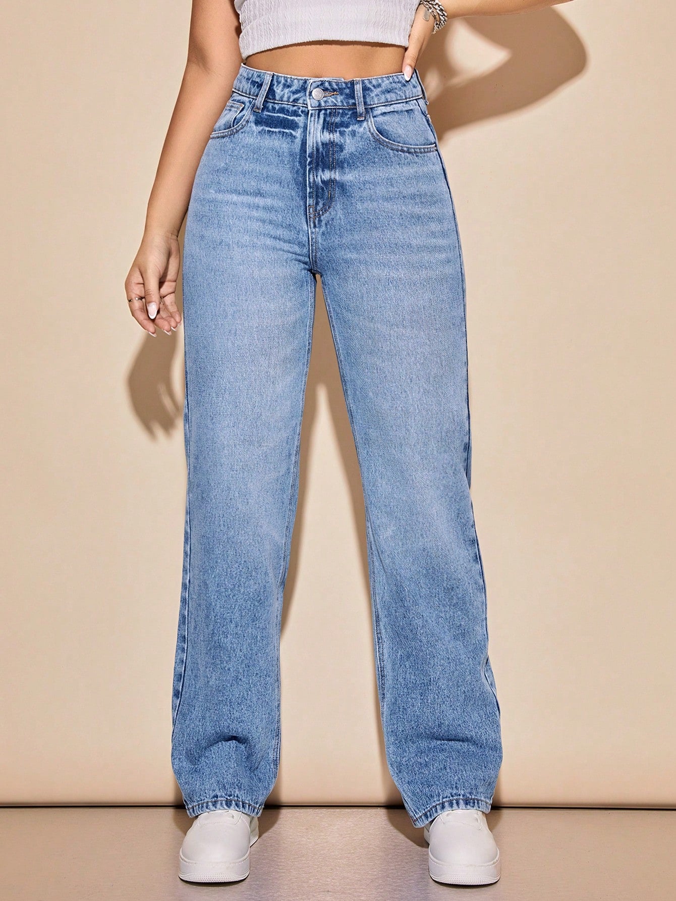 MEELANA Women's Whisker Wide Leg Jeans