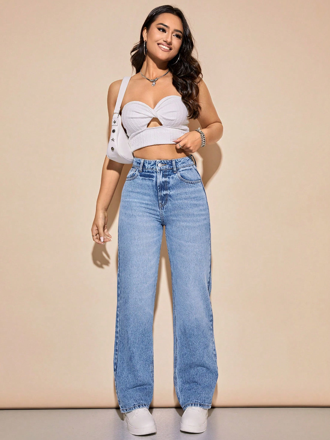 MEELANA Women's Whisker Wide Leg Jeans