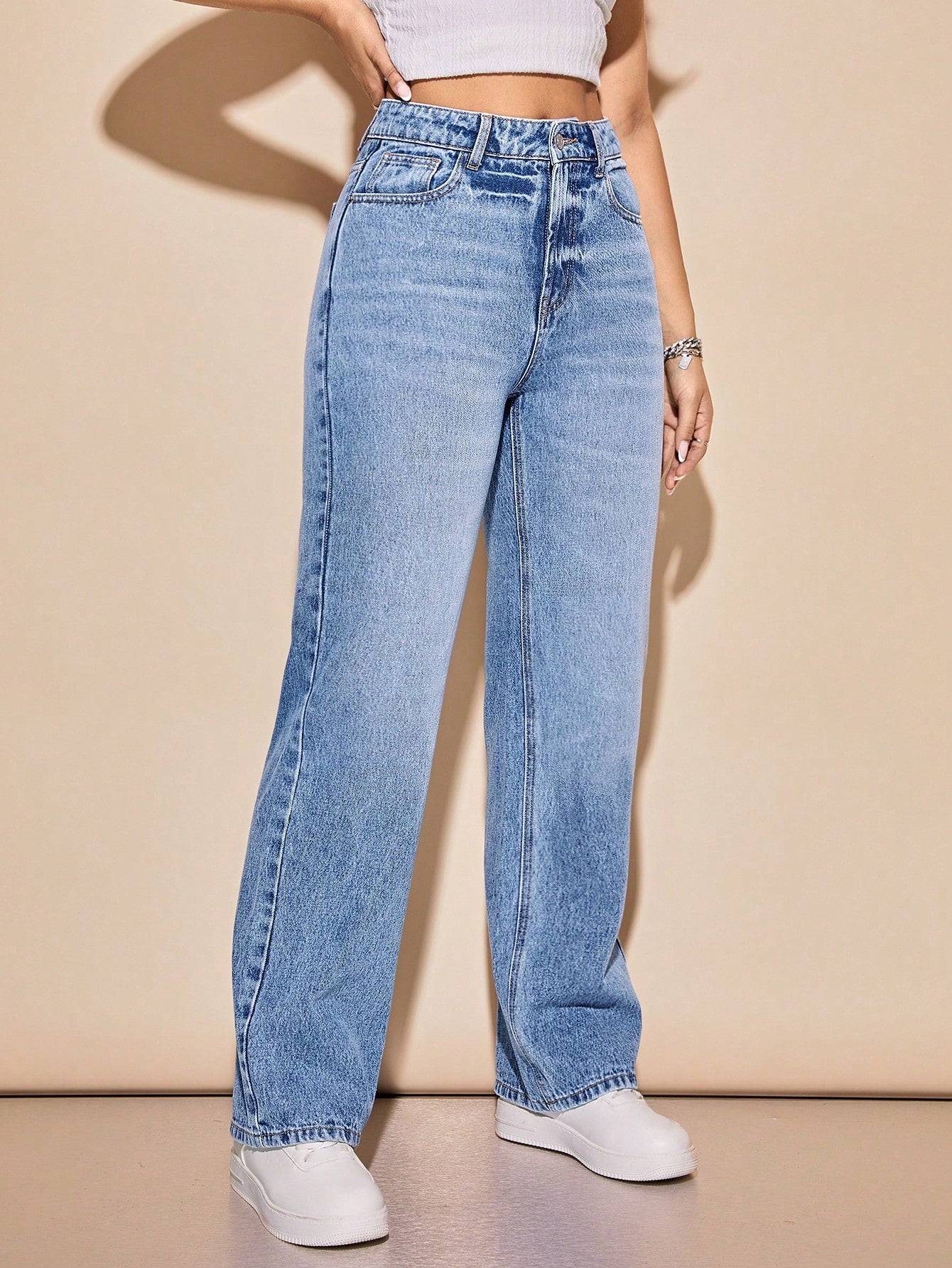 MEELANA Women's Whisker Wide Leg Jeans
