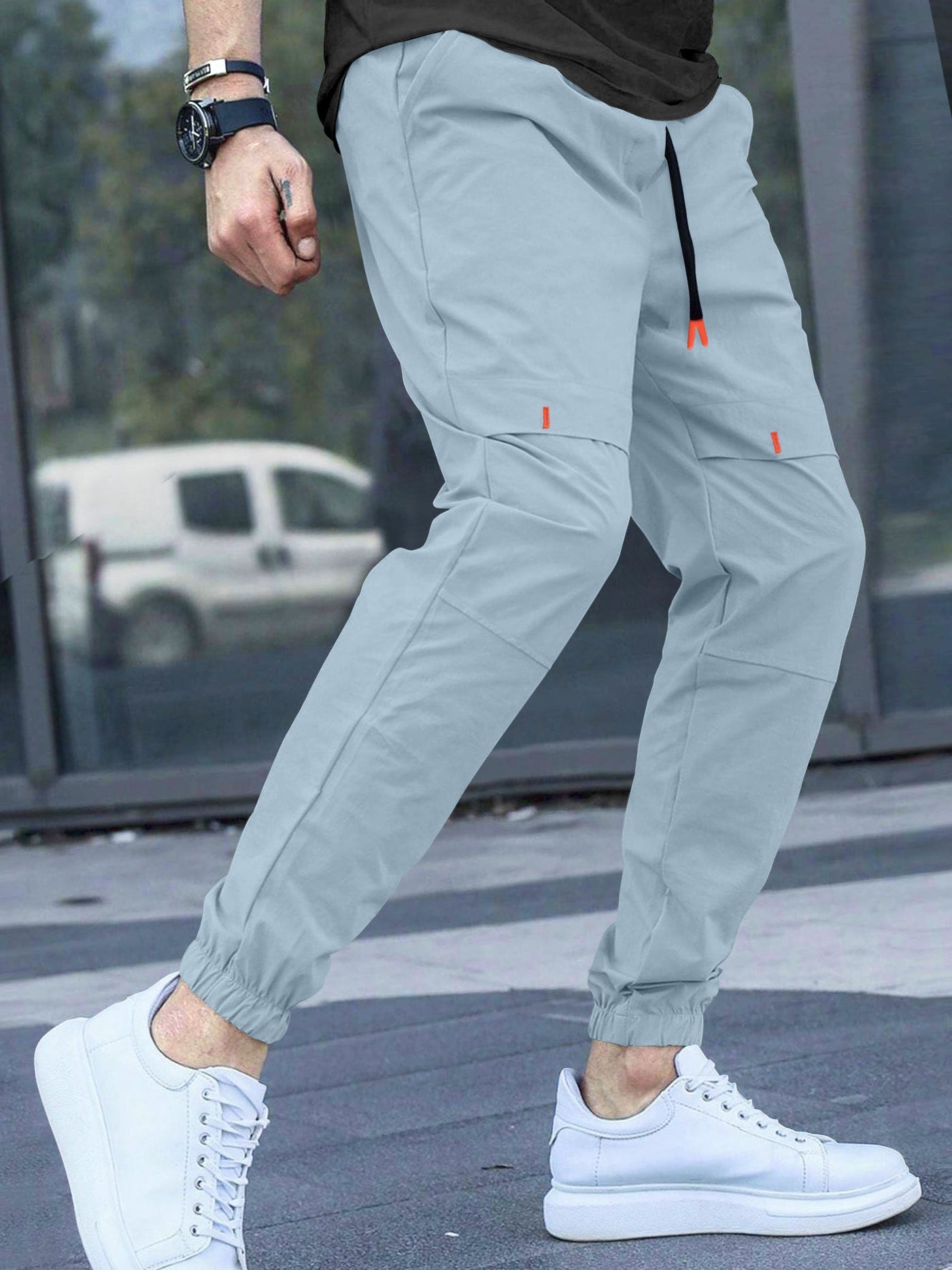 Cargo Cotton Pants in Sky and Grey.Cargos for Men.Track Pant for Boys amd Men.Oversize Cargo Trouser.Men's Oversized Cargo Utility Joggers.Multi Poket pent.