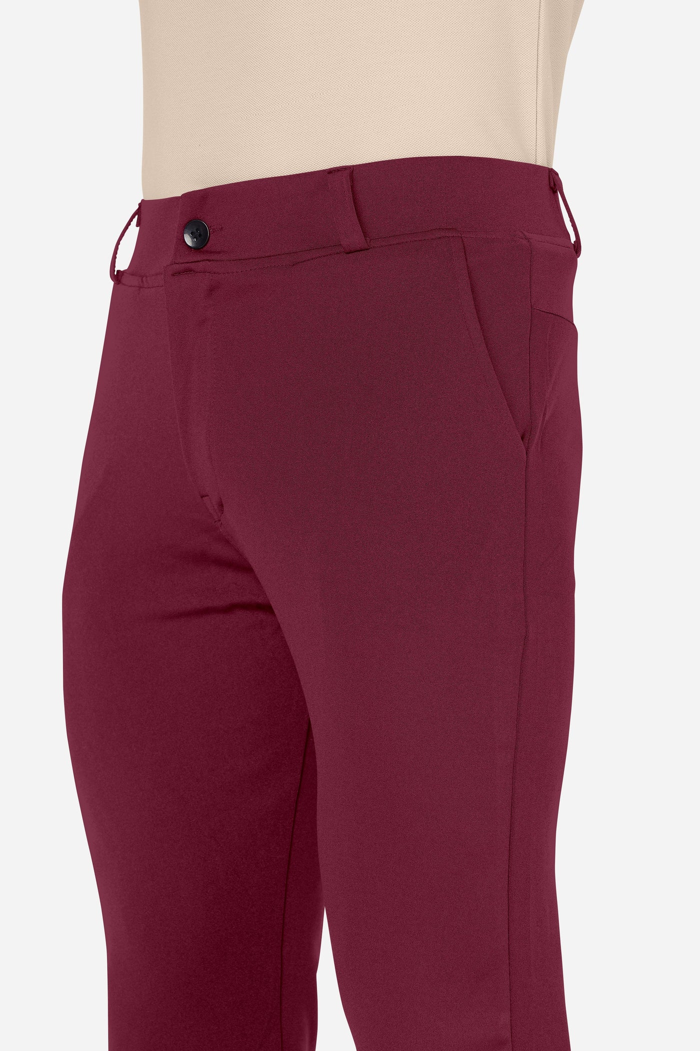 Formal Stretchable Maroon Pant with Expandable Waist for Men. Regular Fit, Flat Front, Premium Lycra Fabric Pants for Office, Party and Casual Wear