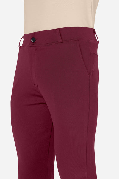 Formal Stretchable Maroon Pant with Expandable Waist for Men. Regular Fit, Flat Front, Premium Lycra Fabric Pants for Office, Party and Casual Wear