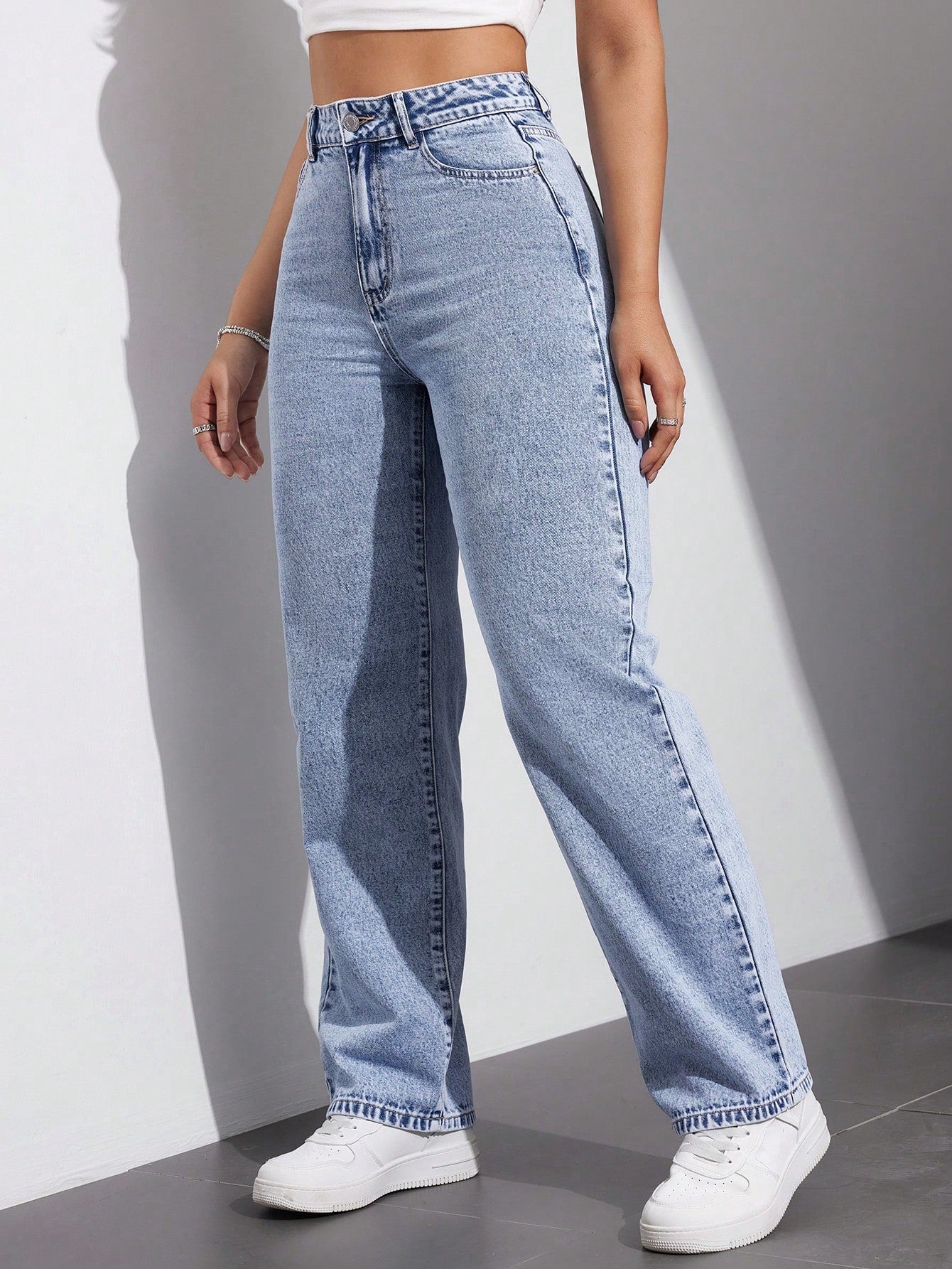MEELANA Women's Wide Leg Fit High Rise Jeans