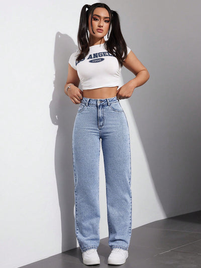 MEELANA Women's Wide Leg Fit High Rise Jeans