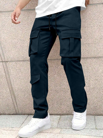 Men’s Classic Tie Pocket Track Pants.Men's Stretch Fit Trousers.Simple Casual Straight Leg Cargo Pants for Men.