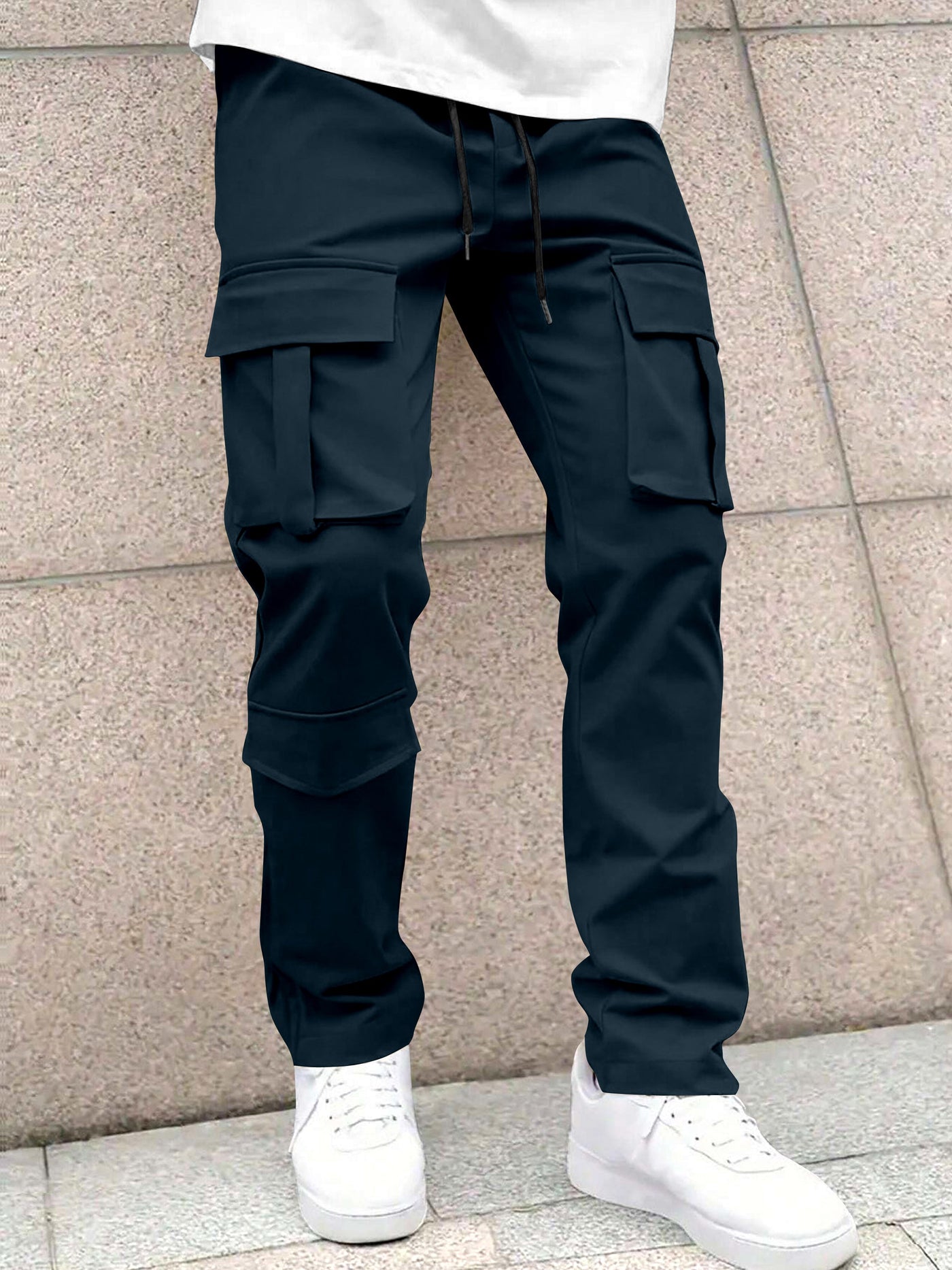 Men’s Classic Tie Pocket Track Pants.Men's Stretch Fit Trousers.Simple Casual Straight Leg Cargo Pants for Men.