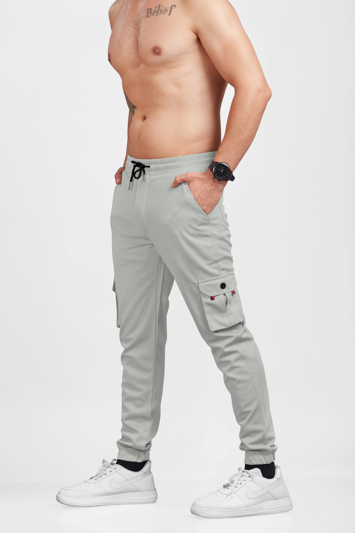 Men Light Grey Cargo || Men Cargo Pants || Men Cargo Pants Cotton || Cargos for Men || 6 Poket