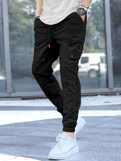 Cargo Cotton Pants in Black and White.Cargos for Men.Track Pant for Boys amd Men.Oversize Cargo Trouser.Men's Oversized Cargo Utility Joggers.Multi Poket pent.