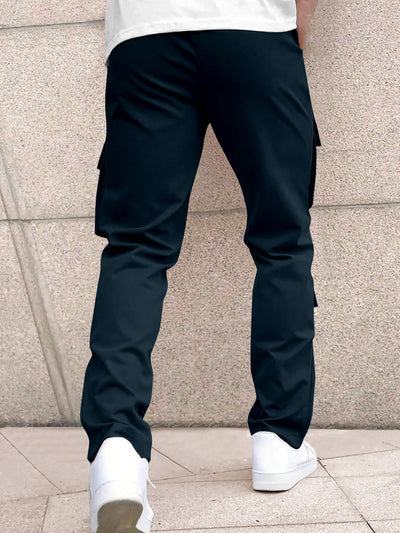 Men’s Classic Tie Pocket Track Pants.Men's Stretch Fit Trousers.Simple Casual Straight Leg Cargo Pants for Men.