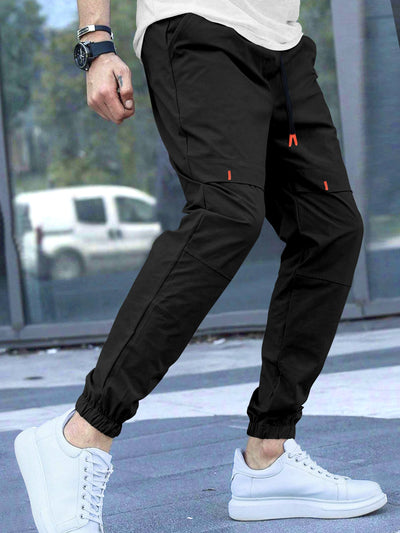 Cargo Cotton Pants in Black and Cream.Cargos for Men.Track Pant for Boys amd Men.Oversize Cargo Trouser.Men's Oversized Cargo Utility Joggers.Multi Poket pent.