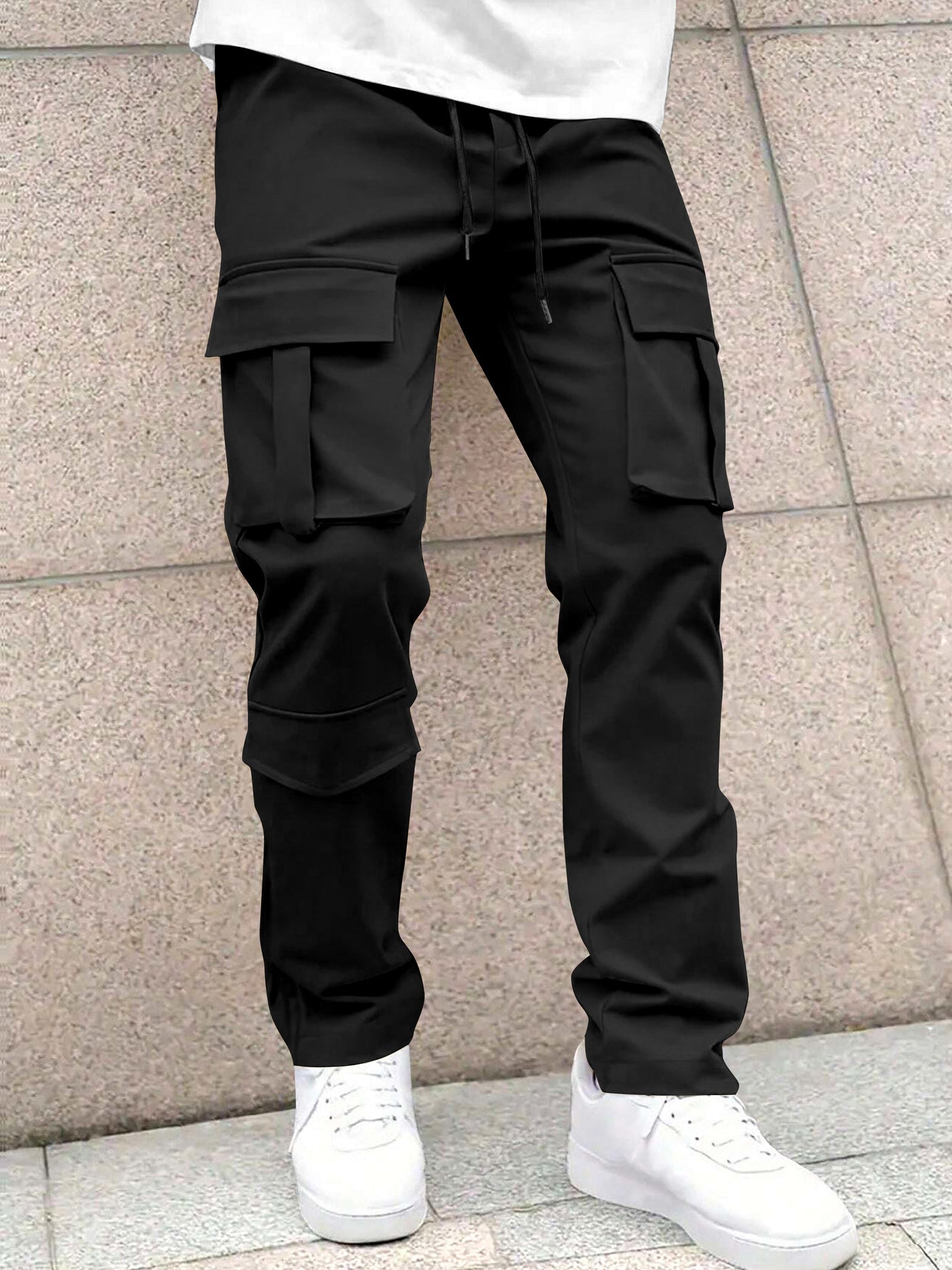 Men’s Classic Tie Pocket Track Pants.Men's Stretch Fit Trousers.Simple Casual Straight Leg Cargo Pants for Men.