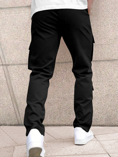 Men’s Classic Tie Pocket Track Pants.Men's Stretch Fit Trousers.Simple Casual Straight Leg Cargo Pants for Men.