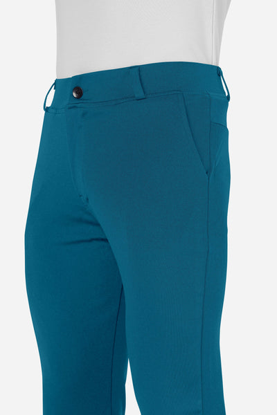 Formal Stretchable Teal Blue Pant with Expandable Waist for Men. Regular Fit, Flat Front, Premium Lycra Fabric Pants for Office, Party and Casual Wear