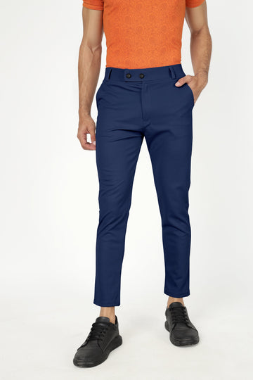 Navy Blue Lycra Stretchable Formal Slim Fit  Trouser Pant