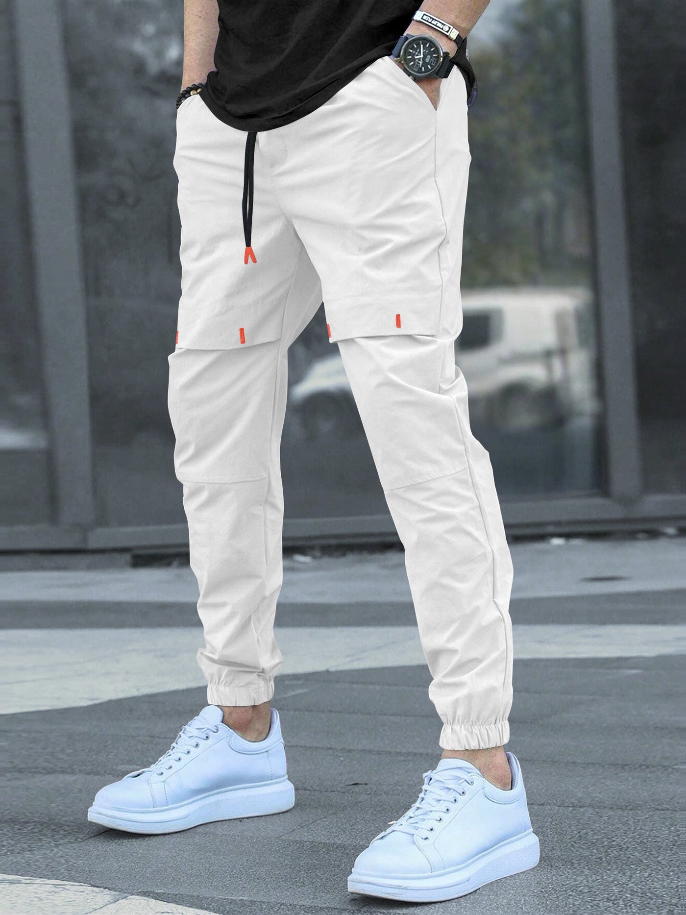 Cargo Cotton Pants in Teal Blue and White.Cargos for Men.Track Pant for Boys amd Men.Oversize Cargo Trouser.Men's Oversized Cargo Utility Joggers.Multi Poket pent.