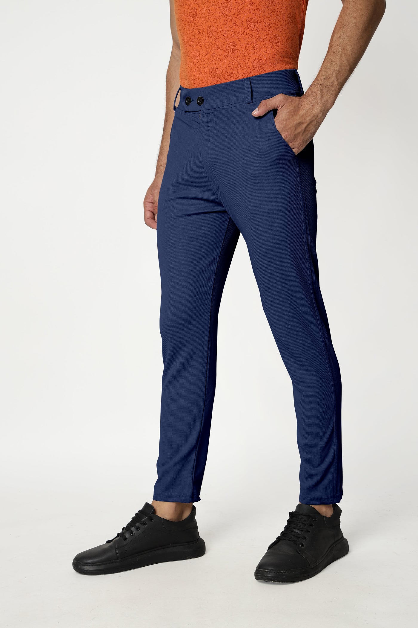 Combo Pack Of 2 Maroon And Blue Lycra Stretchable Formal Stylish Slim Fit Trousers.