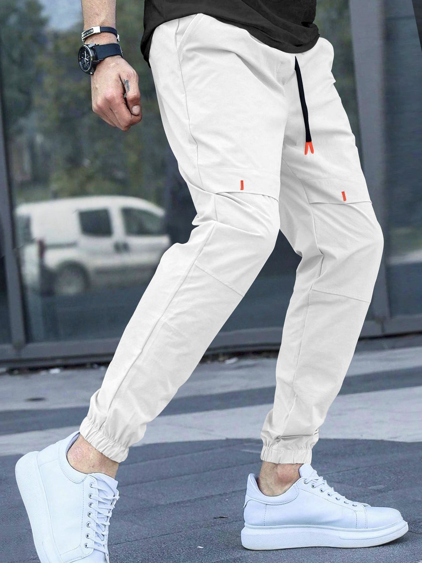 Cargo Cotton Pants in Teal Blue and White.Cargos for Men.Track Pant for Boys amd Men.Oversize Cargo Trouser.Men's Oversized Cargo Utility Joggers.Multi Poket pent.