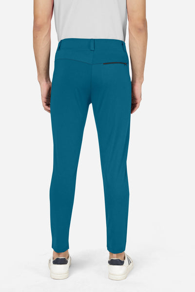 Formal Stretchable Teal Blue Pant with Expandable Waist for Men. Regular Fit, Flat Front, Premium Lycra Fabric Pants for Office, Party and Casual Wear