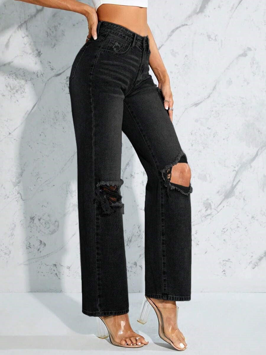 MEELANA Women's Black 2 CUT Jeans