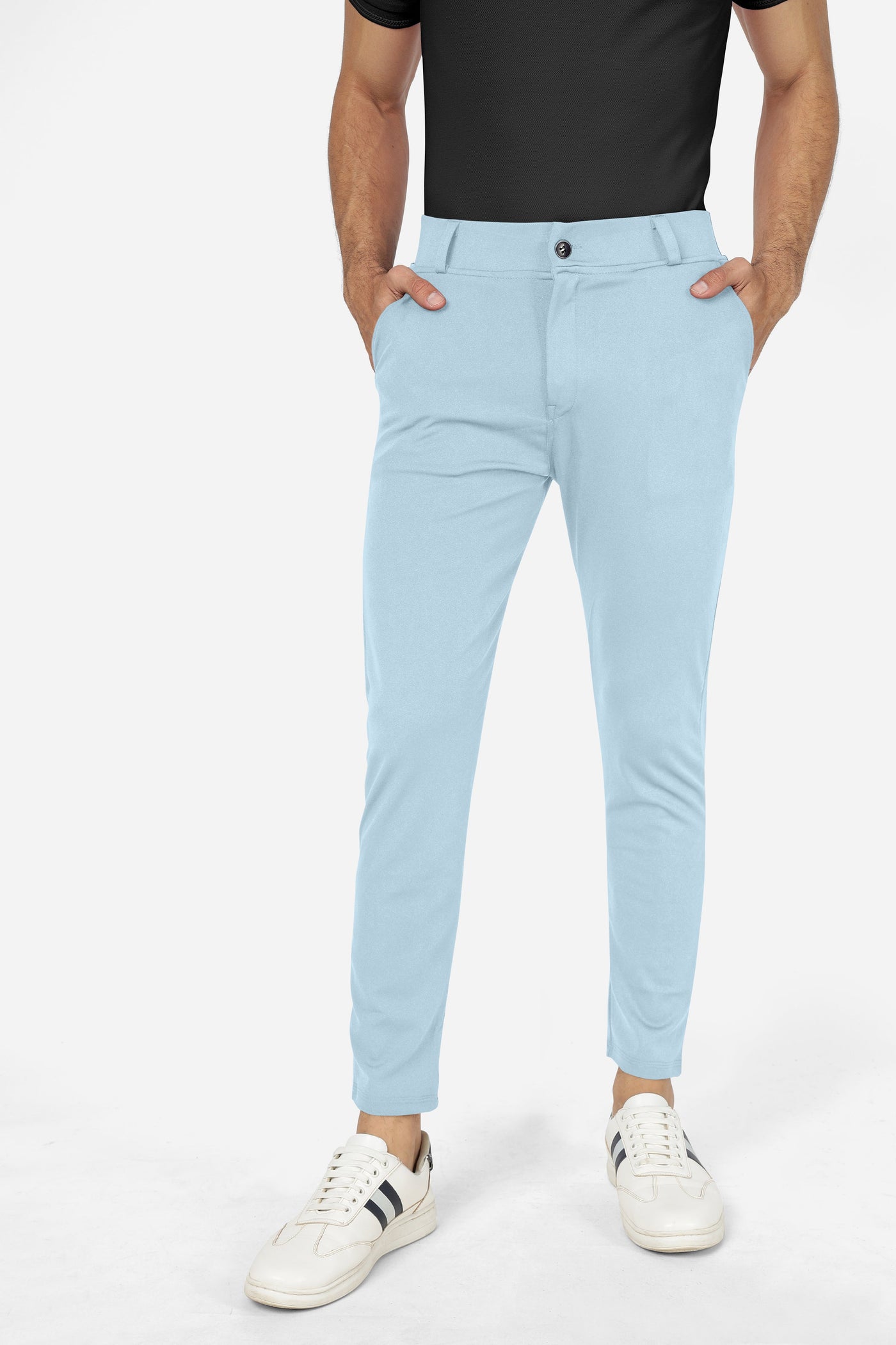 Formal Stretchable Black Pant with Expandable Waist for Men. Regular Fit, Flat Front, Premium Lycra Fabric Pants for Office, Party and Casual Wear