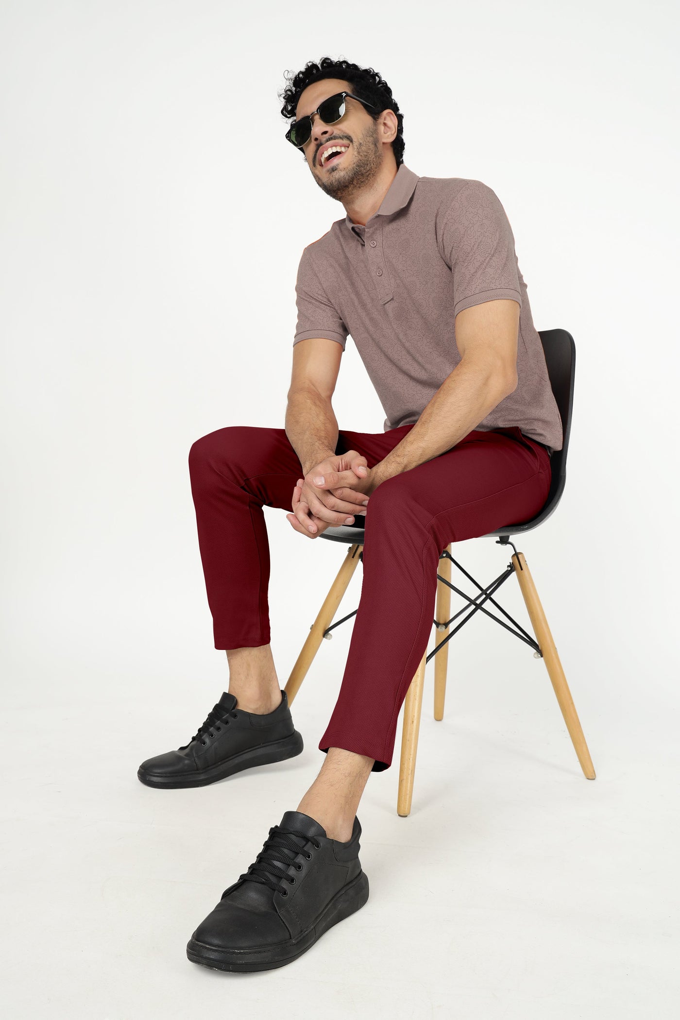 Combo Pack Of 2 Maroon And Dark Grey Lycra Stretchable Formal Stylish Slim Fit Trousers.