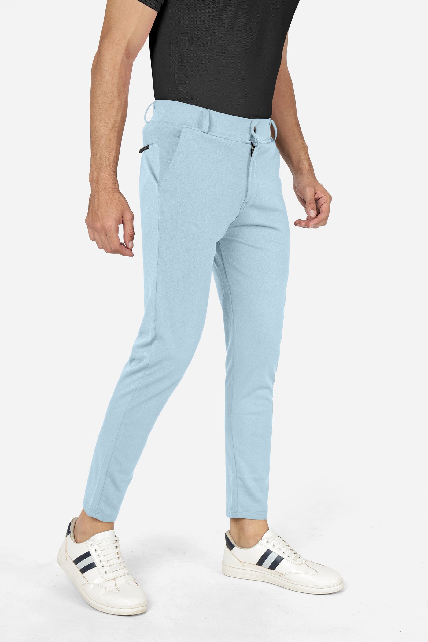 Formal Stretchable Sky Pant with Expandable Waist for Men. Regular Fit, Flat Front, Premium Lycra Fabric Pants for Office, Party and Casual Wear