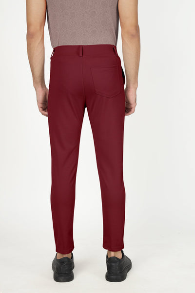 Combo Pack Of 2 Maroon And Dark Grey Lycra Stretchable Formal Stylish Slim Fit Trousers.