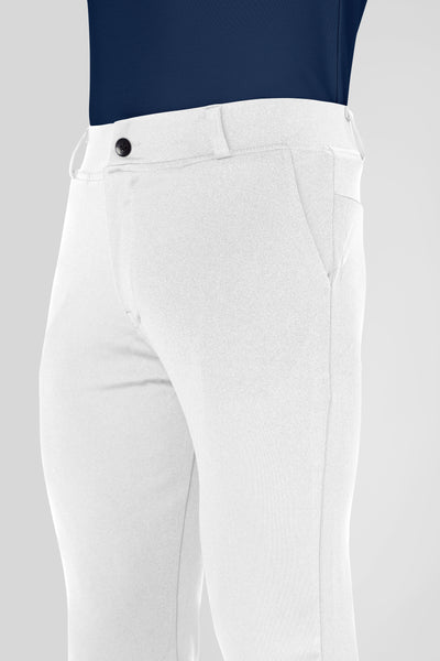Formal Stretchable White Pant with Expandable Waist for Men. Regular Fit, Flat Front, Premium Lycra Fabric Pants for Office, Party and Casual Wear