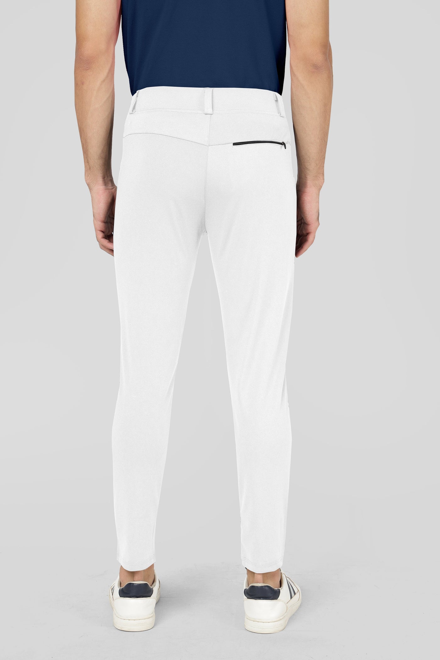 Formal Stretchable White Pant with Expandable Waist for Men. Regular Fit, Flat Front, Premium Lycra Fabric Pants for Office, Party and Casual Wear