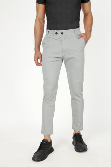 Light Grey Lycra Stretchable Formal Slim Fit  Trouser Pant