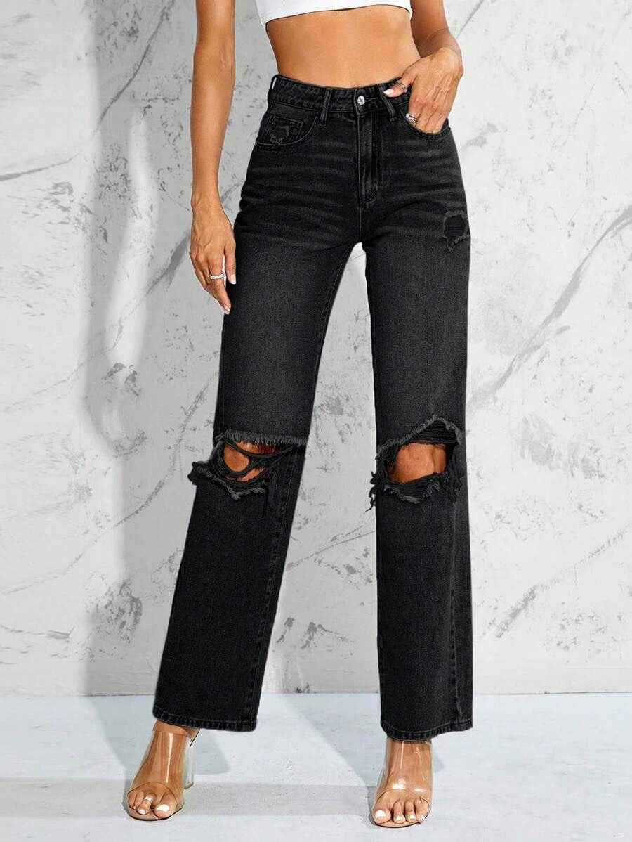 MEELANA Women's Black 2 CUT Jeans