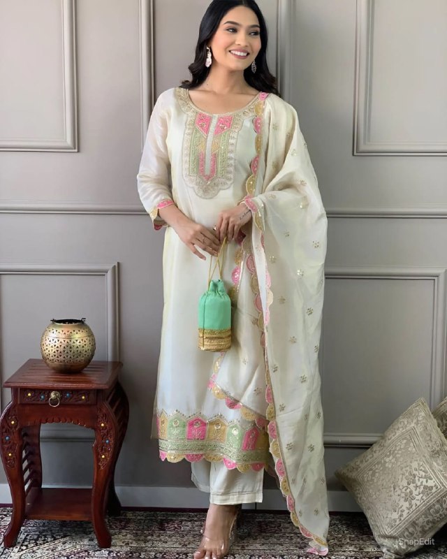 Elegant Chanderi Viscose 3-Piece Set