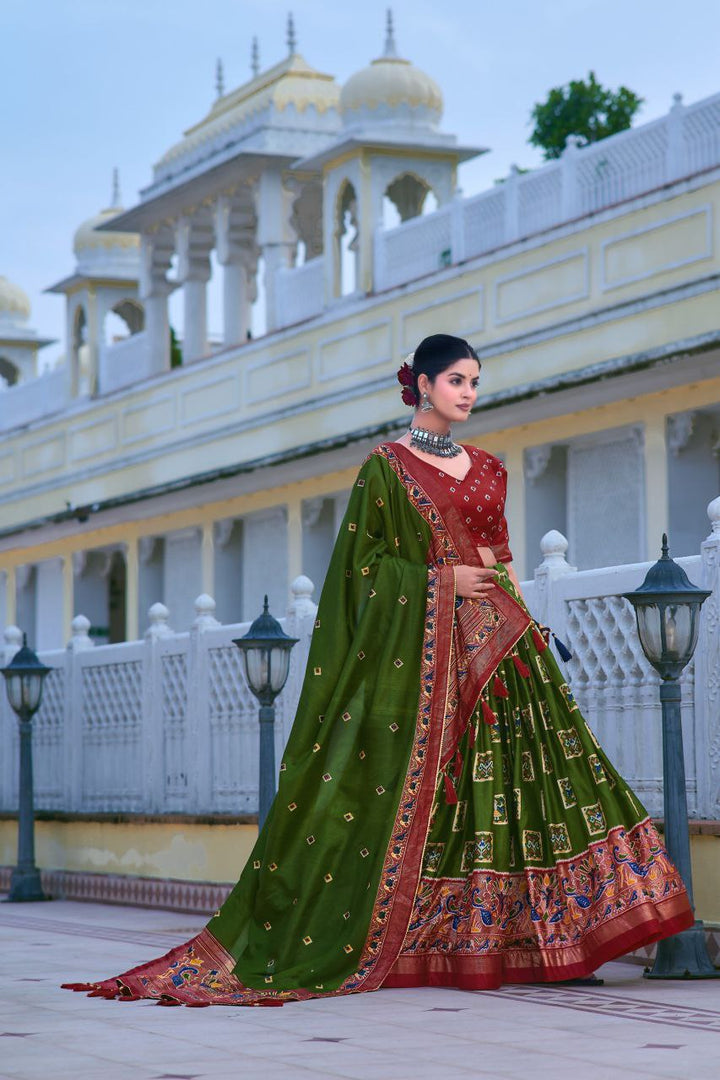 Embrace the elegance of Dola Silk where tradition printed lehenga choli