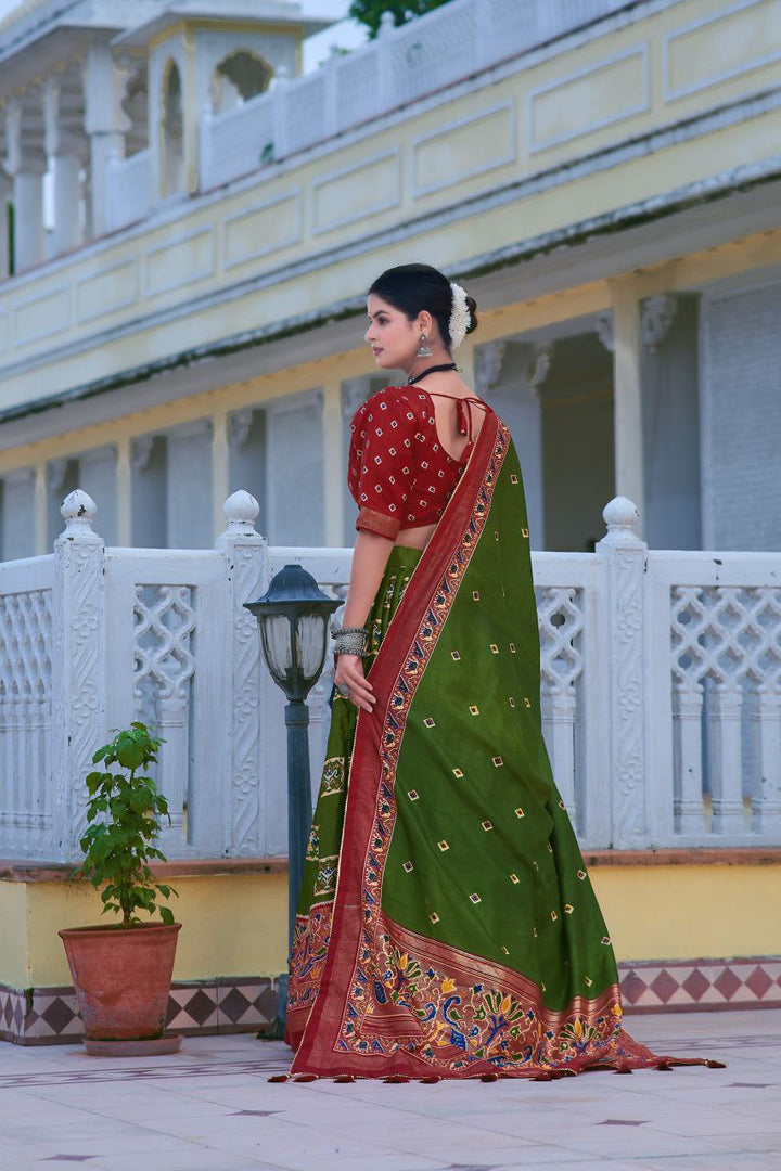 Embrace the elegance of Dola Silk where tradition printed lehenga choli