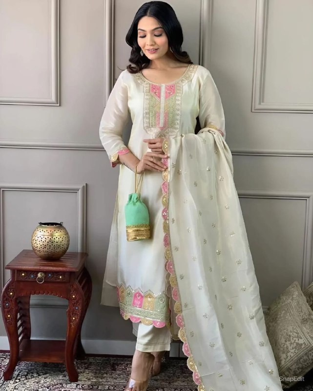 Elegant Chanderi Viscose 3-Piece Set