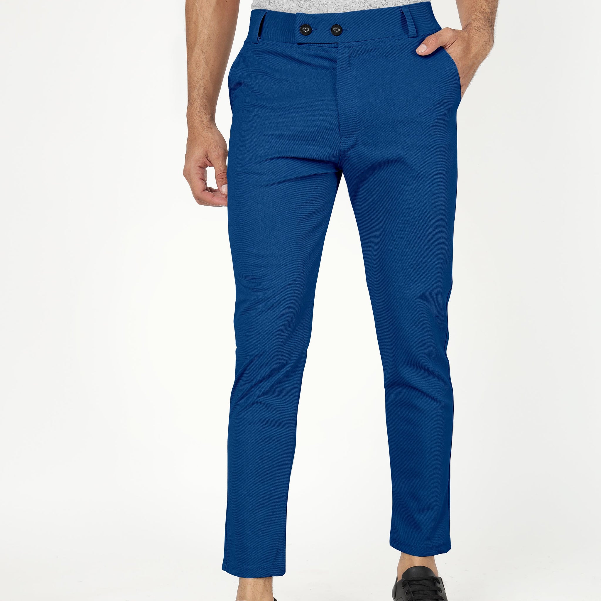 Teal Blue Lycra Stretchable Formal Slim Fit  Trouser Pant
