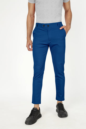 Teal Blue Lycra Stretchable Formal Slim Fit  Trouser Pant