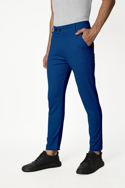 Combo Pack Of 2 Teal Blue And Dark Grey Lycra Stretchable Formal Stylish Slim Fit Trousers.