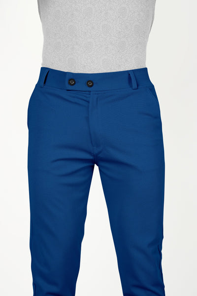 Combo Pack Of 2 Teal Blue And Maroon Lycra Stretchable Formal Stylish Slim Fit Trousers.