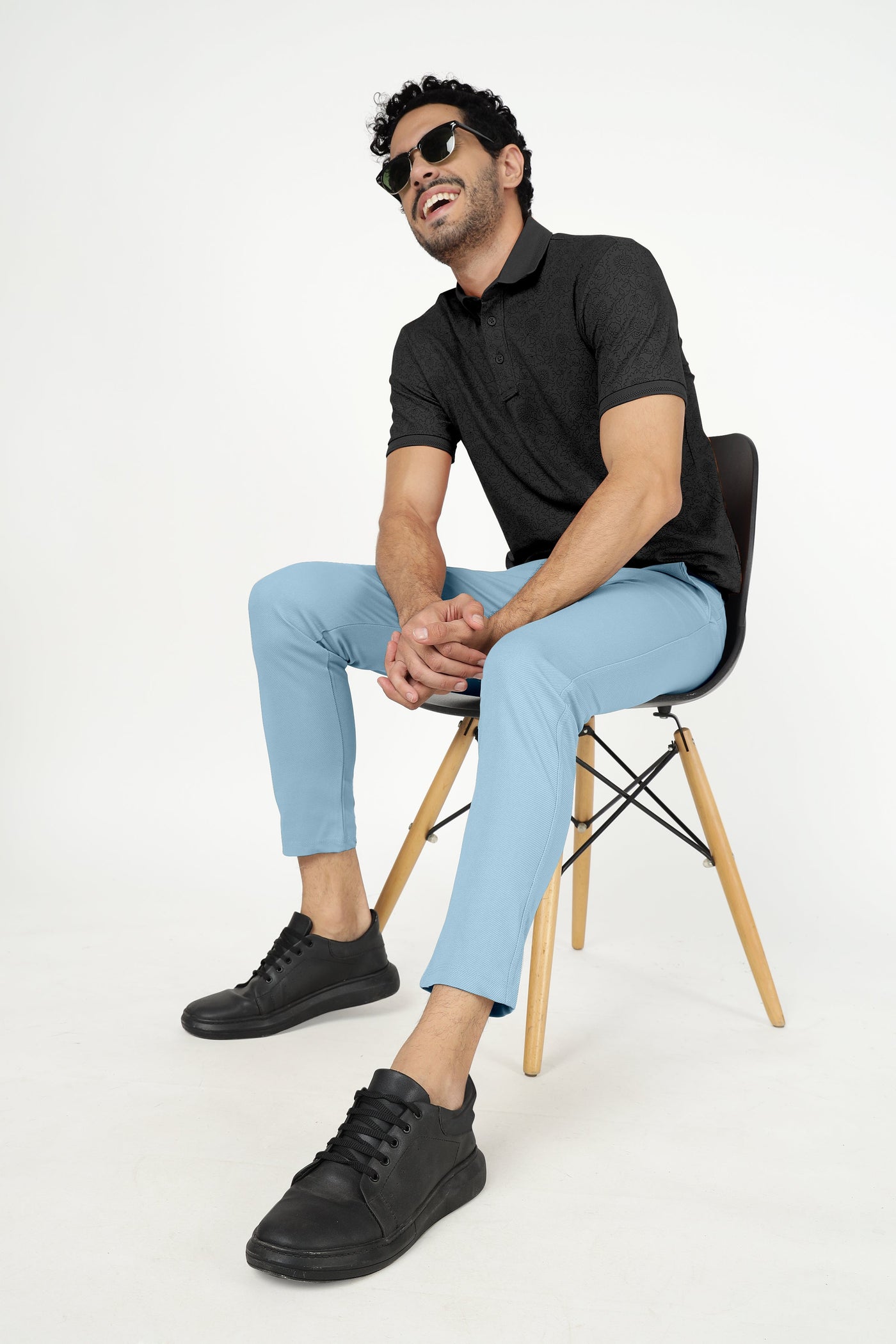 Combo Pack Of 2 Sky And Blue Lycra Stretchable Formal Stylish Slim Fit Trousers.