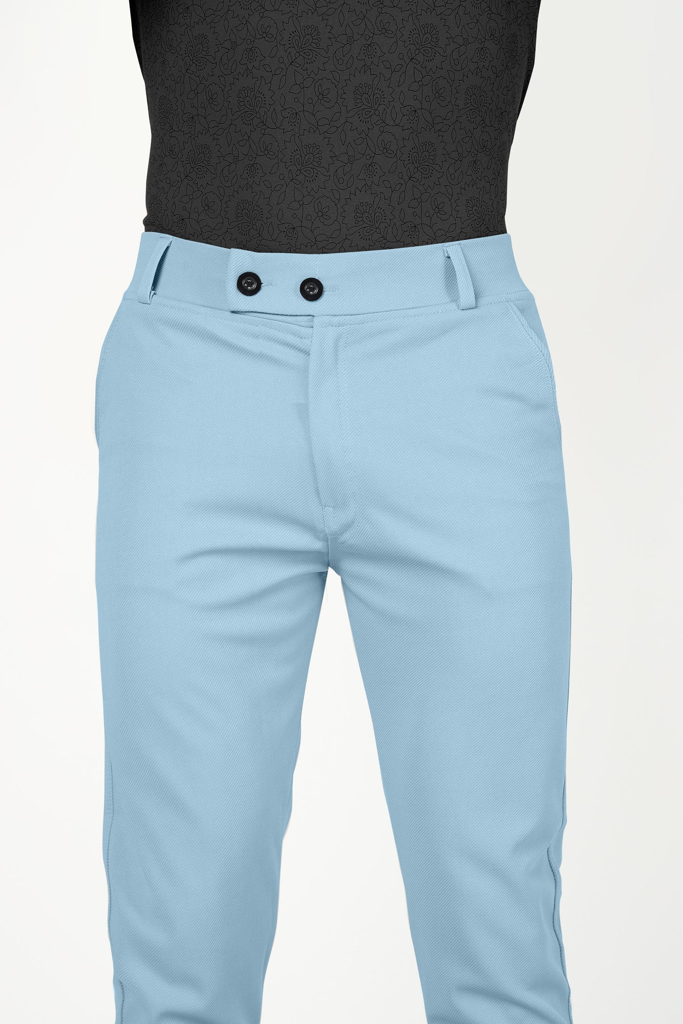 Combo Pack Of 2 White And Sky Lycra Stretchable Formal Stylish Slim Fit Trousers.