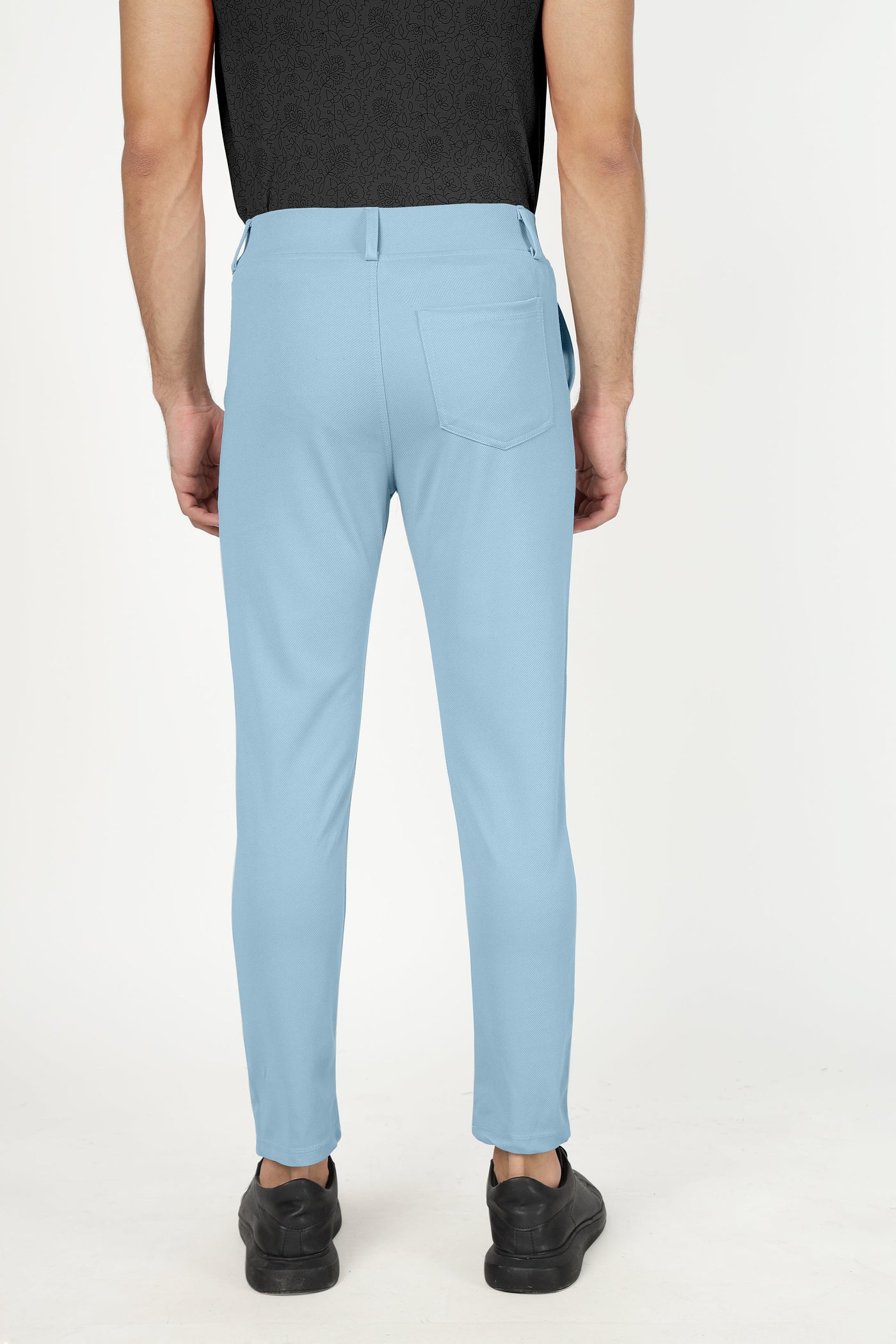 Combo Pack Of 2 Sky And Black Lycra Stretchable Formal Stylish Slim Fit Trousers.