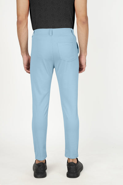 Combo Pack Of 2 Sky And Black Lycra Stretchable Formal Stylish Slim Fit Trousers.