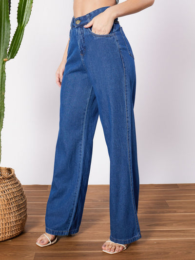 MEELANA Women's Wide Leg High Waist Distress Jeans