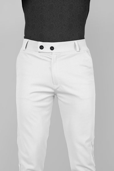Combo Pack Of 2 White And Dark Grey Lycra Stretchable Formal Stylish Slim Fit Trousers.