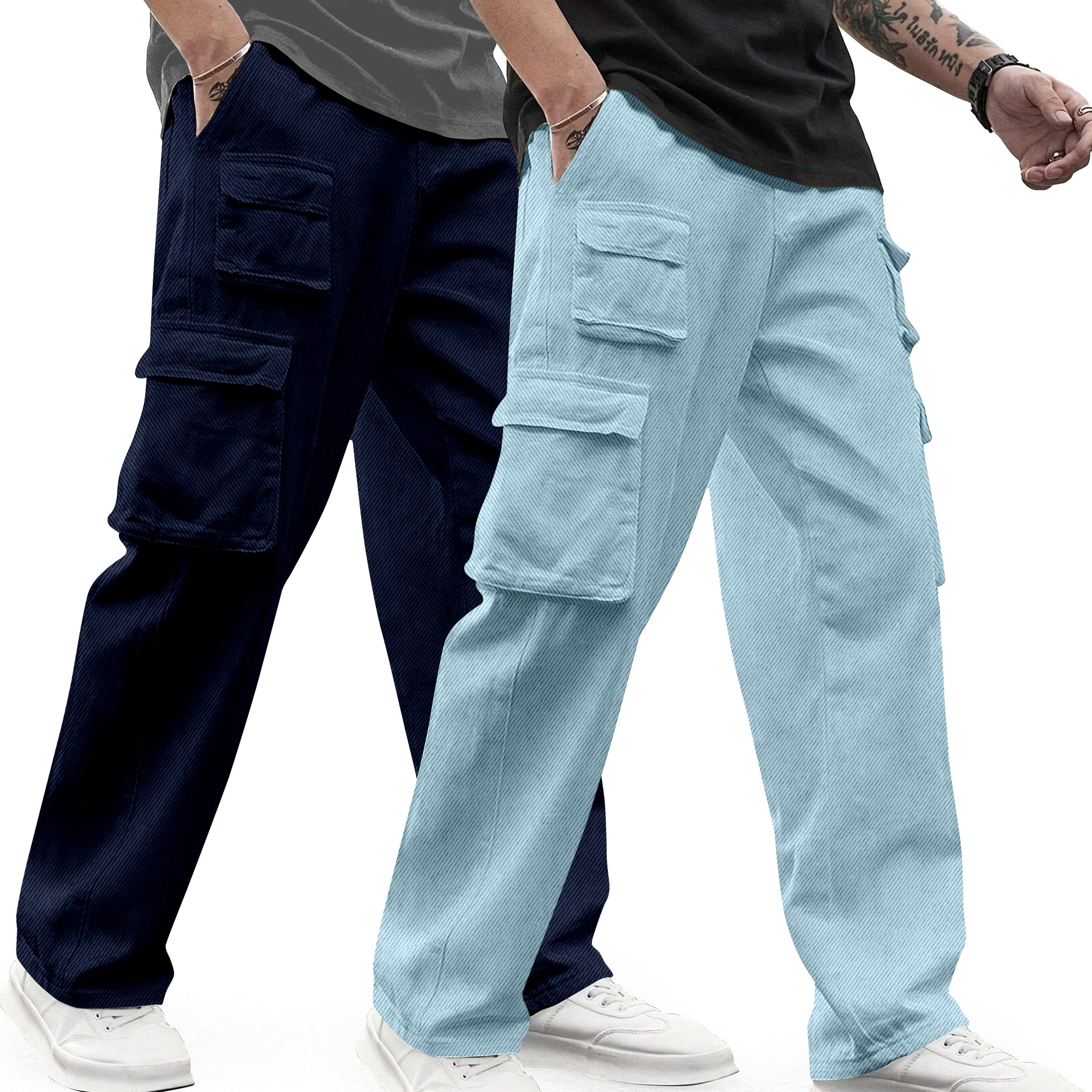 Cargo Cotton for Men.Track Pant for Men.Oversize Cargo Trouser.Men's Oversized Cargo Utility Joggers.Multi Poket pent.Combo Pack Of 2